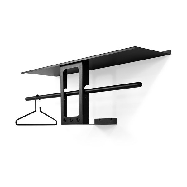 Crna željezna zidna vješalica s policom 100 cm Luno Small – Spinder Design