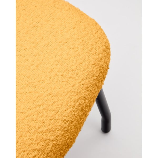 Senf žuti tabure od bouclé tkanine Belina – Kave Home-image-4