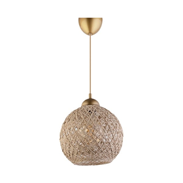 Bež/u zlatnoj boji viseća svjetiljka sa sjenilom od jute ø 24 cm – Opviq lights