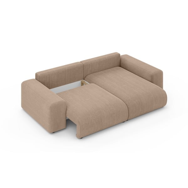 Bež sklopiva/s prostorom za odlaganje kutna garnitura od samta (promjenjiva) Luma – Ropez-image-4