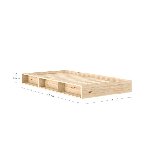 Krevet od masivnog bora bez uzglavlja s podnicom 90x200 cm u svijetloj prirodnoj boji Ziggy – Karup-image-2