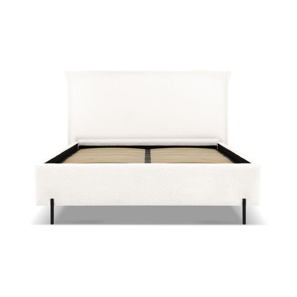 Bijeli tapecirani bračni krevet s prostorom za pohranu s podnicom 160x200 cm Armie – Milo Casa-image-2