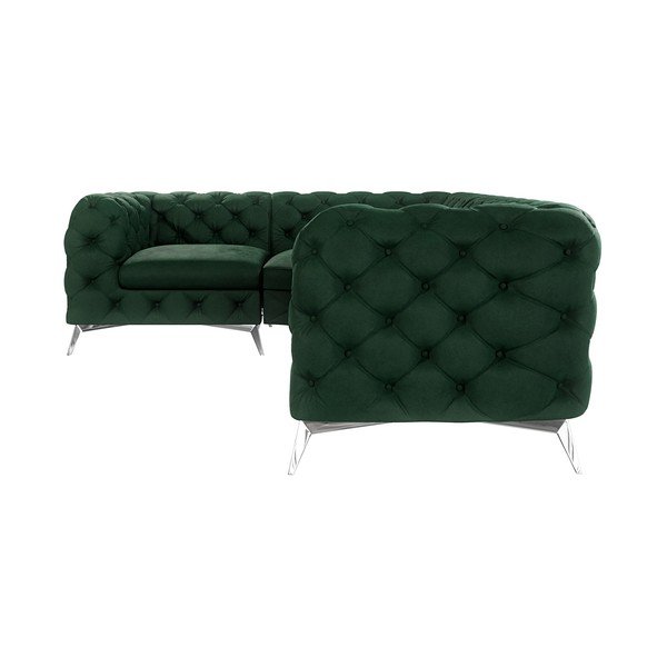 Tamno zelena baršunasti kutna garnitura (s lijevim kutom/u obliku slova L) Chelsea – Ropez-image-1