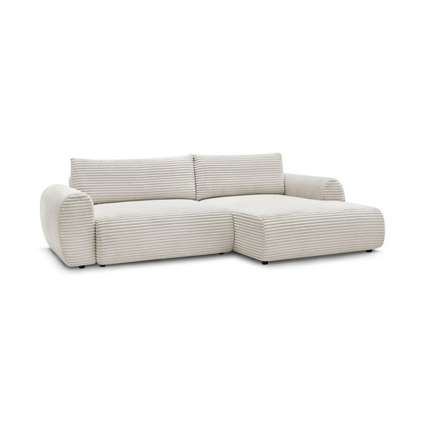 Krem sklopiva kutna garnitura od samta (s desnim kutom) Lucien – Bobochic Paris-image-3