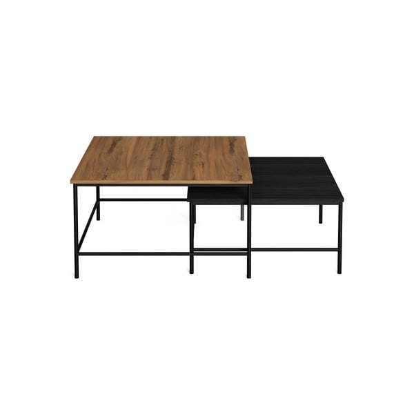 Crni/natur stolići za kavu u setu 2 kom s pločom stola u dekoru oraha 80x80 cm Fiorenza – Marckeric-image-1