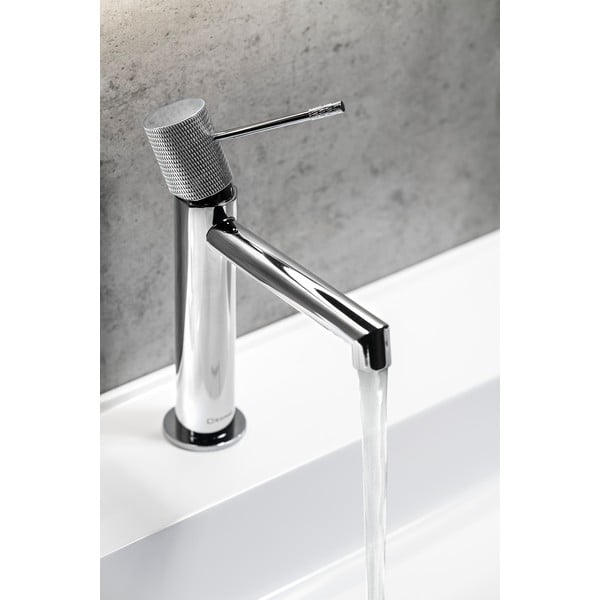 Stojeća slavina za umivaonik u sjajno srebrnoj boji Solaris – Sapho-image-1