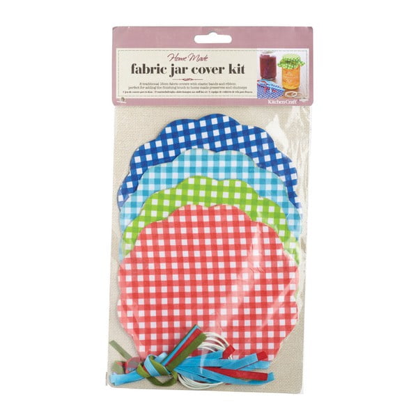 Set od 8 tekstilnih ukrasa za staklenke Kitchen Craft Gingham-image-1