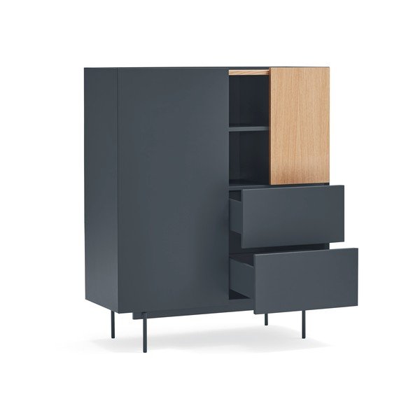 Antracitno siva/u prirodnoj boji visoka komoda u dekoru hrasta 100x120 cm Otto – Teulat-image-4