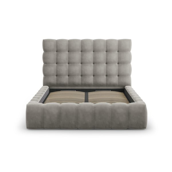 Svijetlo sivi tapecirani bračni krevet s prostorom za pohranu s podnicom 160x200 cm Bali – Cosmopolitan Design-image-2