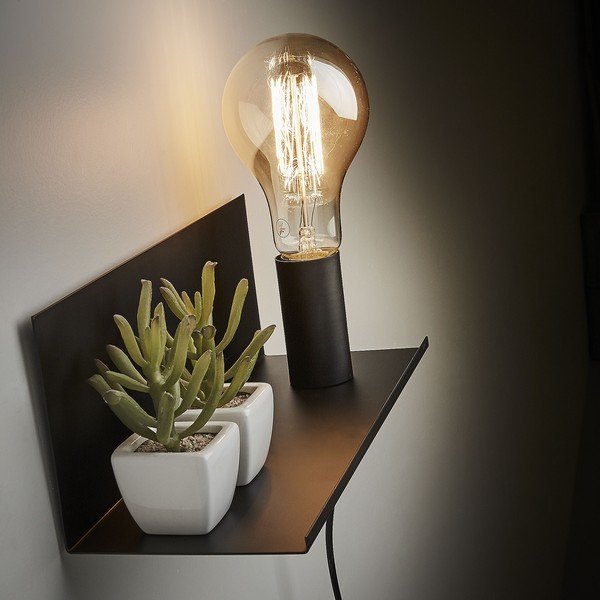 Crna zidna lampa s policom Hannah - Kave Home-image-1