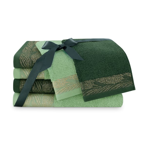 Zeleni pamučni set ručnika 6 kom od frotira Allium – Restilo-image-1
