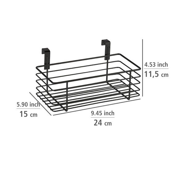 Crna viseća metalna košara za vrata Wenko Slim, 24 x 15 cm-image-2
