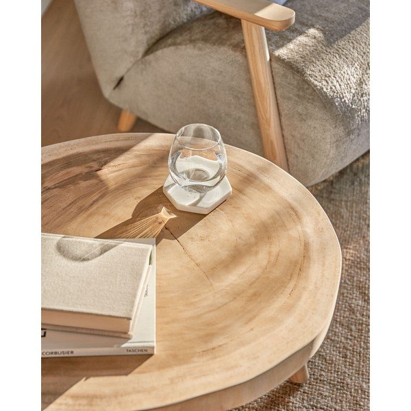 Okrugao pomoćni stol od masivnog drva munggura ø 65 cm Wellcres – Kave Home-image-2