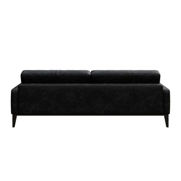 Crna kožna sofa MESONICA Musso Tufted, 210 cm-image-3