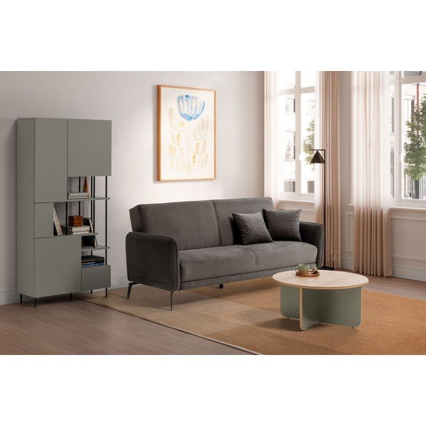 Svijetlo zeleni/u prirodnoj boji okrugao stolić za kavu s pločom stola u dekoru hrasta ø 80 cm Hillary – Marckeric-image-4