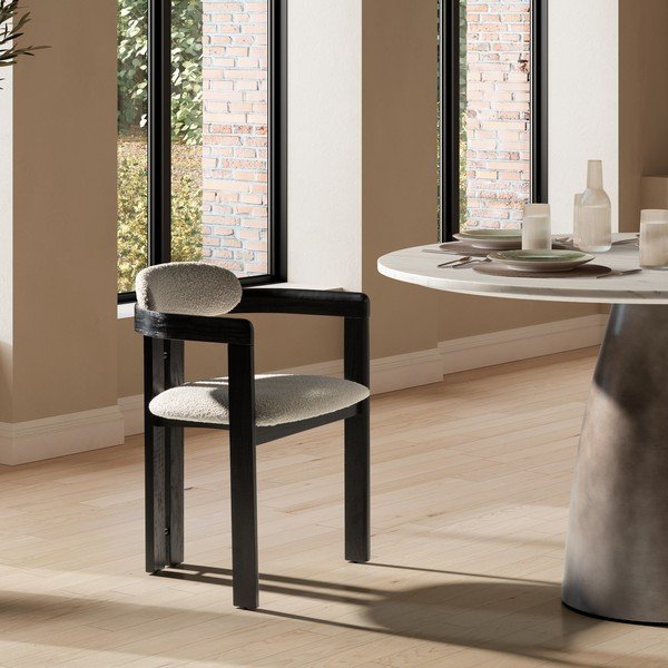 Bijele/crne podstavljene blagovaonske stolice u setu s naslonima za ruke 2 kom Eiden – MOME-image-1