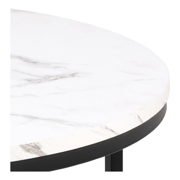 Bijeli okrugao stolić za kavu s pločom stola u mramornom dekoru ø 80 cm Spiro – Actona-image-2