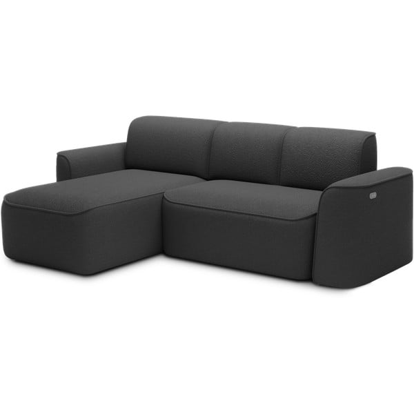 Antracitno siva kutna garnitura od bouclé tkanine (s lijevim kutom/s ležaljkom) Ume – ELTAP-image-2