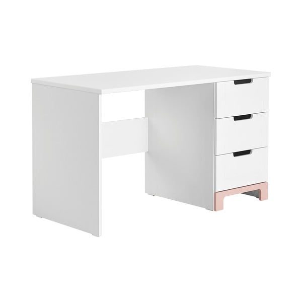 Bijelo-ružičasti radni stol Pinio Mini, dužine 120 cm
