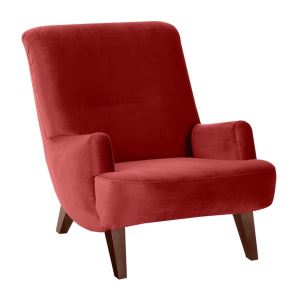 Cigla crvena fotelja sa smeđim nogama Max Winzer Brandford Suede