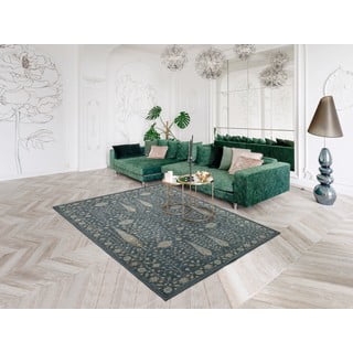 Plavi tepih od viskoze Universal Vintage Flowers, 160 x 230 cm