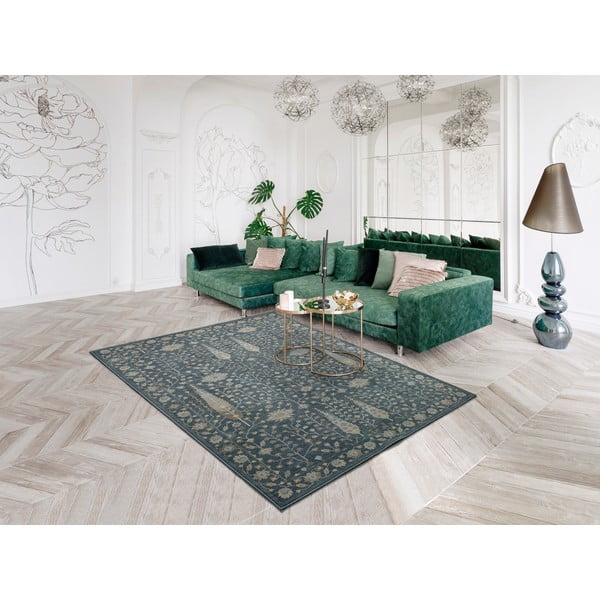 Plavi tepih od viskoze Universal Vintage Flowers, 160 x 230 cm-image-1