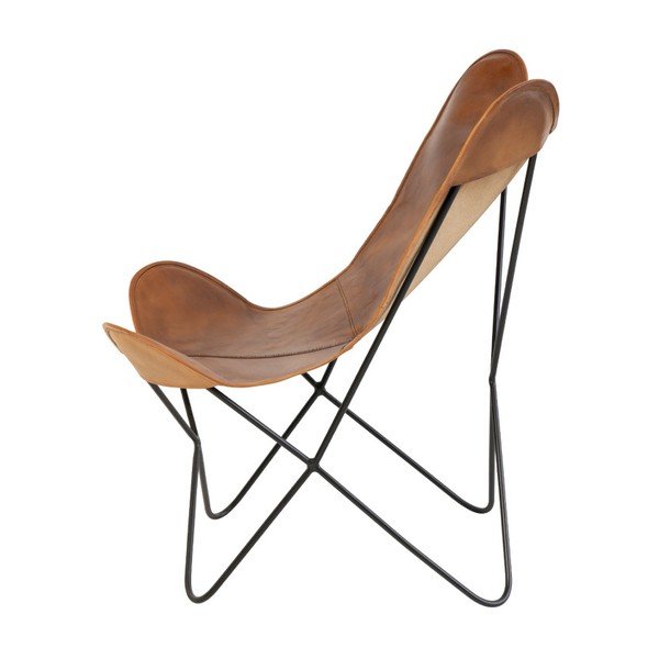 Smeđi kožni butterfly naslonjač sømcasa Farfalla-image-3