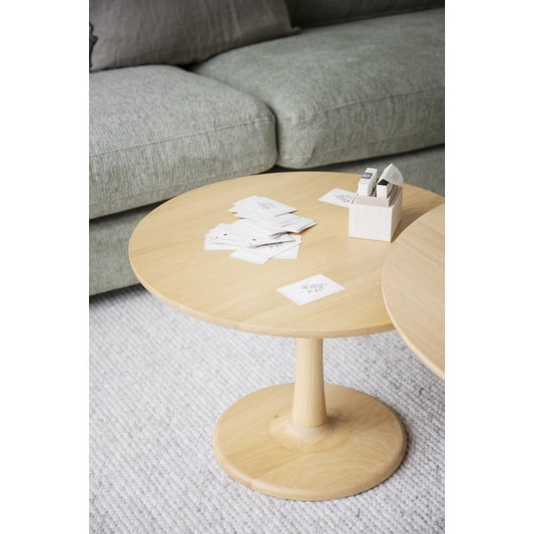 Okrugao stolić za kavu u dekoru hrasta u prirodnoj boji 60x60 cm Hobart – Rowico-image-1