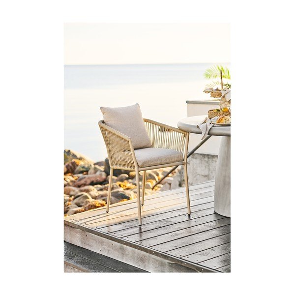 Bež metalna/podstavljena vrtna stolica Salerno – House Nordic-image-1