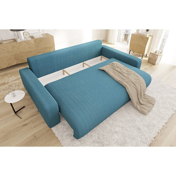 Tirkizna sklopiva/s prostorom za odlaganje sofa od samta 234 cm Sara – Ropez-image-4
