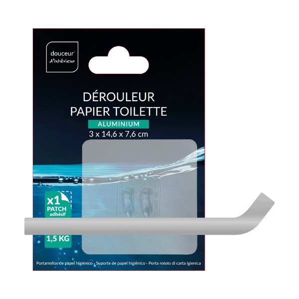 Metalni držač toaletnog papira u sjajno srebrnoj boji s postavljanjem bez bušenja Filaire Aluminium – douceur d'intérieur-image-2