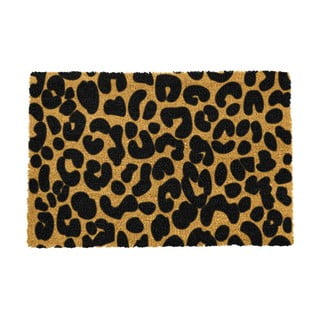 Crni otirač od prirodnoh kokosovog vlakna Artsy Doormats Leopard 40 x 60 cm