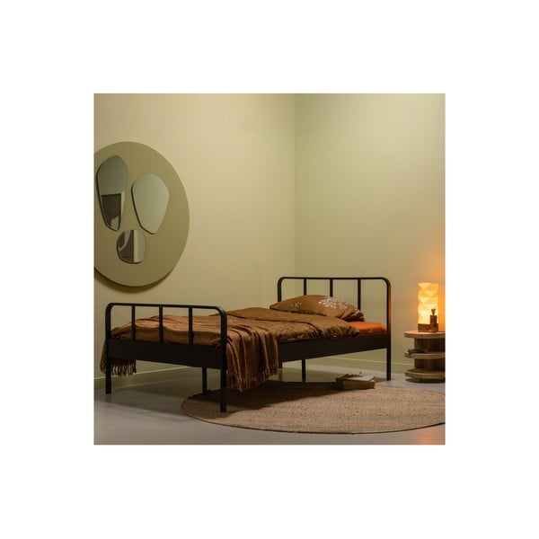 Crni metalni krevet s podnicom 120x200 cm Mees – WOOOD-image-1