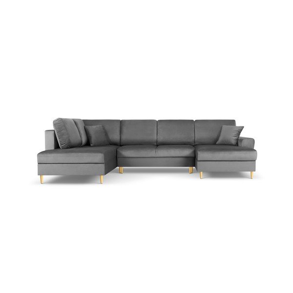 Svijetlo siva baršunasti sklopiva/s prostorom za odlaganje kutna garnitura (s lijevim kutom/u obliku slova "U") Kyoto – Cosmopolitan Design