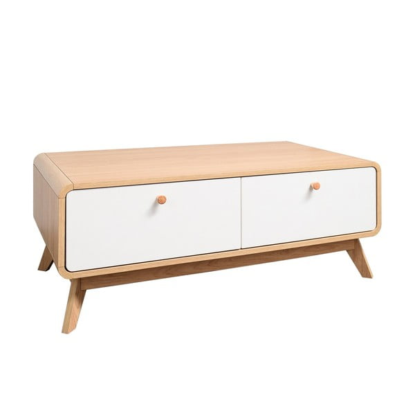 Bijela/u prirodnoj boji TV komoda u dekoru hrasta 100x40 cm Caitlin – Støraa-image-2