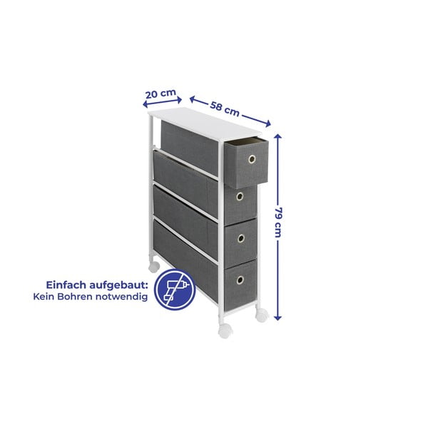 Bijelo-siva polica na kotačićima 20x79 cm - Maximex-image-2