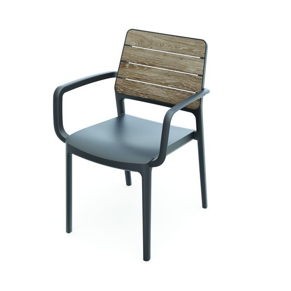 Tamno siva/smeđa plastična vrtna stolica Deco Porto – Keter-image-1