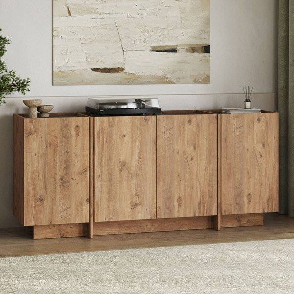 Komoda u dekoru bora s rupom za kabele u prirodnoj boji 180x80x45 cm Dorma – Kalune Design-image-3