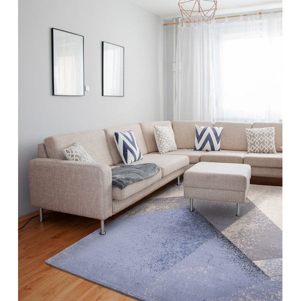 Svijetlo plavi vuneni tepih 200x300 cm Folds – Agnella-image-1