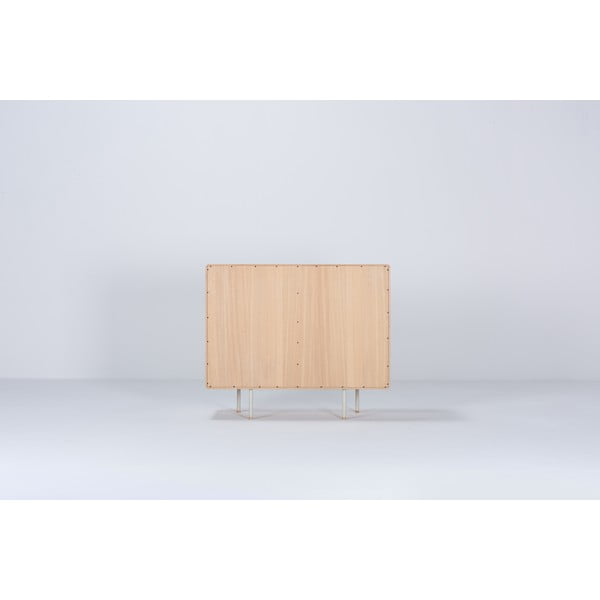 Bijela/u prirodnoj boji niska komoda od punog hrasta 118x100 cm Fina – Gazzda-image-4