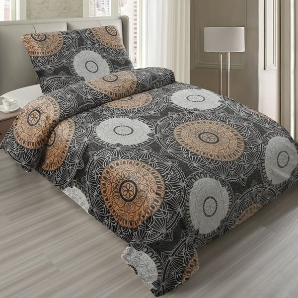 Crno-smeđa posteljina za bračni krevet od mikropliša 220x200 cm – My House
