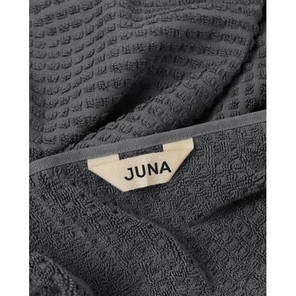 Tamno sivi ručnik od organskog pamuka od frotira 70x140 cm Check – JUNA-image-4