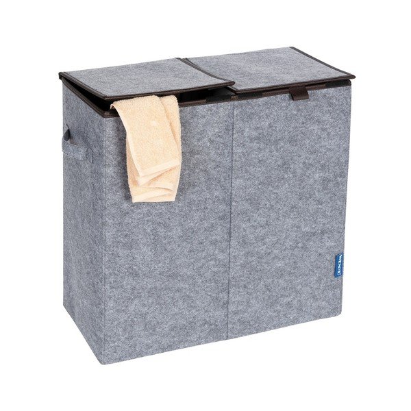 Sivo-smeđa dvostruka košara za rublje Wenko Duo, 82 l-image-2