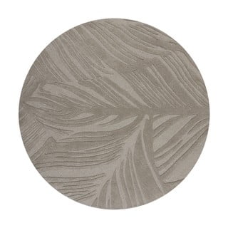 Sivi vuneni okrugli tepih ø 160 cm Leaf - Flair Rugs