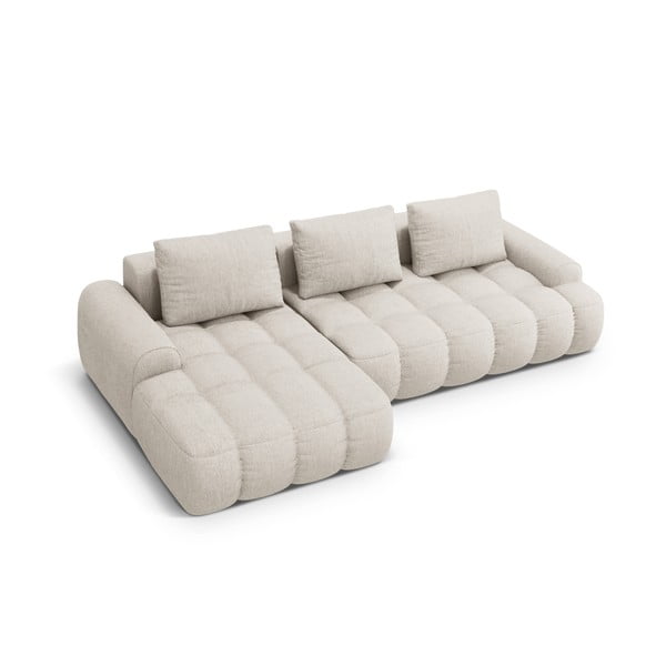 Bež sklopiva/s prostorom za odlaganje kutna garnitura (s lijevim kutom/s ležaljkom) Linz – Cosmopolitan Design-image-3