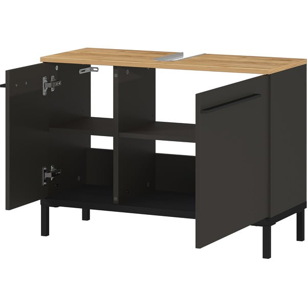 Tamno sivi ormarić za umivaonik u dekoru hrasta 80x59 cm Yonkers - Germania-image-2