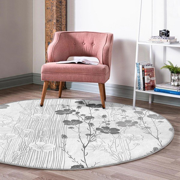 Sivi periv/pogodan za robotski usisavač okrugli tepih ø 80 cm Comfort – Mila Home-image-4