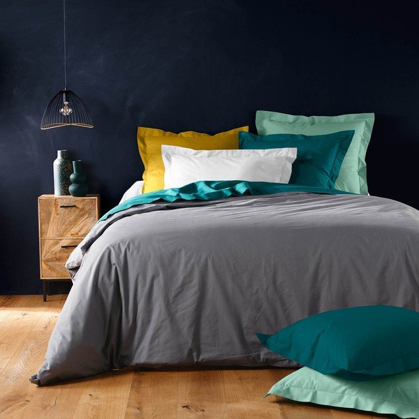 Crna pamučna navlaka za poplun za bračni krevet/za produženi krevet 240x220 cm Lina – douceur d'intérieur-image-3