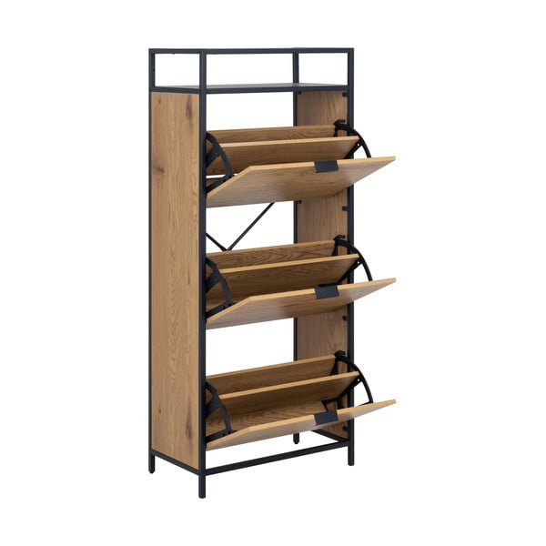 Preklopni stalak za cipele u dekoru hrasta u prirodnoj boji Seaford - Actona-image-3