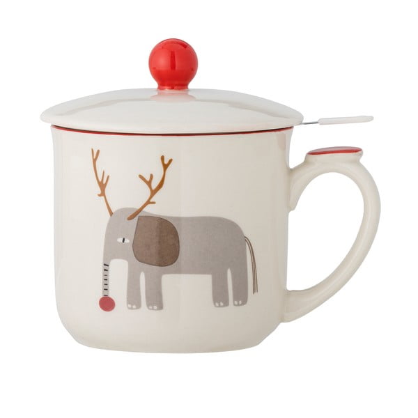 Krem šalica s božićnim motivom s cjedilom od kamenine 300 ml Valentin – Bloomingville